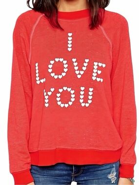 Wildfox Love You Red Graphic Sweatshirt Size S